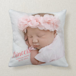 Baby Girl Pink Script Foto Birth Keepake Kissen