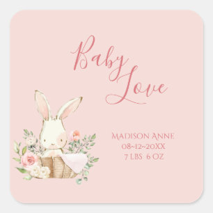 Baby Girl Pink Script Niedlich Elegant Baby Quadratischer Aufkleber