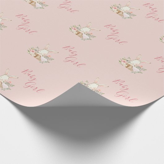 Baby Girl Pink Script Niedlich Elegant Baby Shower Geschenkpapier (Ecke)