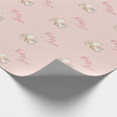 Baby Girl Pink Script Niedlich Elegant Baby Shower Geschenkpapier (Ecke)