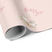Baby Girl Pink Script Niedlich Elegant Baby Shower Geschenkpapier (Rolleneckpunkt)