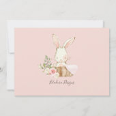 Baby Girl Pink Script Niedlich Elegant Bunny Baby Einladung (Rückseite)