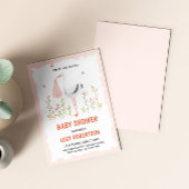 Baby Girl Pink Stork Blume Kinderdusche Einladung