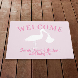 Baby Girl Pink Stork Welcome Kinderzimmer Doormat Fußmatte
