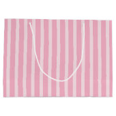Baby Girl Pink Stripes Storch Große Geschenktüte (Rückseite)