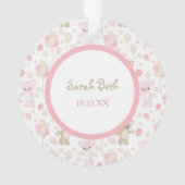 Baby Girl Pink Teddy Bear und Balloons Ornament (Rückseite)