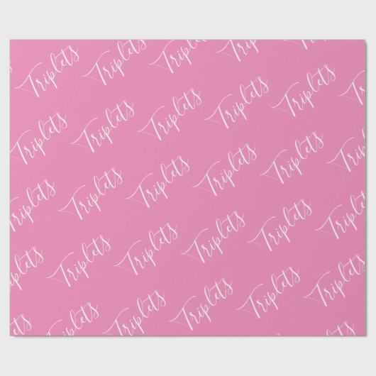 Baby Girl Pink Triplet Girls Script Geschenkpapier (Flach)