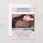 Baby Girl Pink und Aquamarines Zickzack Foto Ankündigung (Vorne/Hinten)