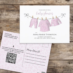 Baby Girl Pink Wasserfarbe Niedliche Blütendecke Postkarte