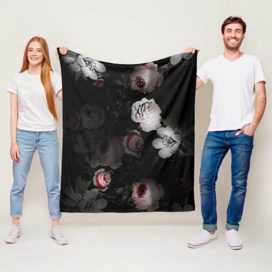 Baby Girl Pink White Black Viktorianisch Rose Must Fleecedecke (Beispiel)