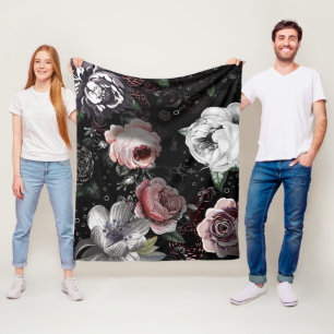 Baby Girl Pink White Black Viktorianisch Rose Must Fleecedecke
