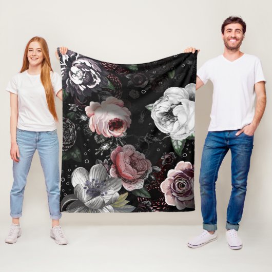 Baby Girl Pink White Black Viktorianisch Rose Must Fleecedecke (Beispiel)