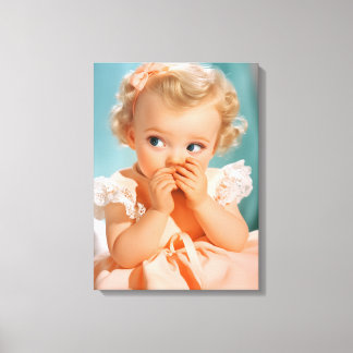 Baby Girl Portrait der 1950er Leinwanddruck