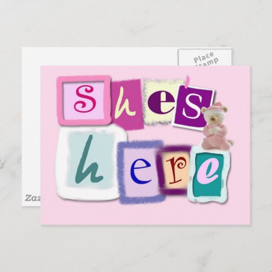 Baby Girl Postcard Ankündigung (Vorne/Hinten)