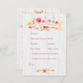 Baby Girl Predication and Advisor Cards Hinweiskarte (Vorne/Hinten)