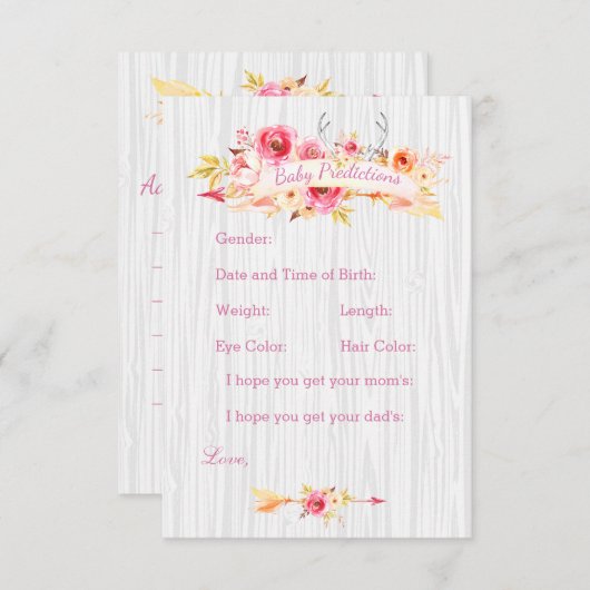 Baby Girl Predication and Advisor Cards Hinweiskarte (Vorne/Hinten)