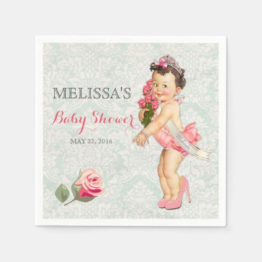 Baby Girl Princess Tiara Rose Crown Serviette (Vorderseite)