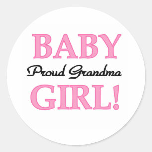 Baby Girl Proud Grandma Runder Aufkleber