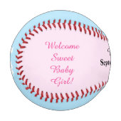 Baby Girl Quad Birth Stat Pink Blue Baseball (Vorderseite Links)