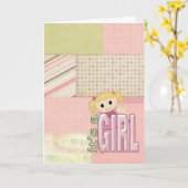 Baby Girl Quilt und Doll Karte (Gelbe Blume)