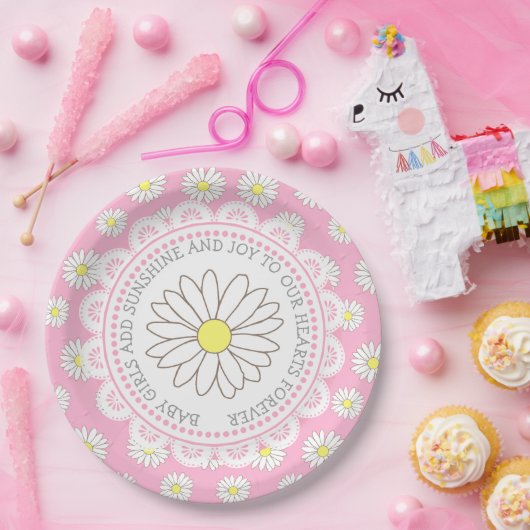 Baby Girl Quote Daisy Themed Baby Dusche Teller (Party)