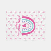 Baby Girl Rainbow and Hearts Personalized Fleecedecke (Vorderseite (Horizontal))