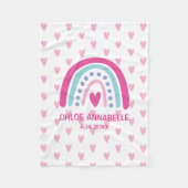 Baby Girl Rainbow and Hearts Personalized Fleecedecke (Vorderseite)