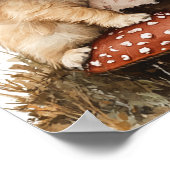 Baby Girl Reading Tan Puppy Red Mushroom  Poster (Ecke)