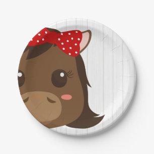Baby Girl Red Horse Baby Dusche Pappteller