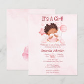 Baby Girl rosa Cloud Budget Baby Dusche Einladung (Vorne/Hinten)