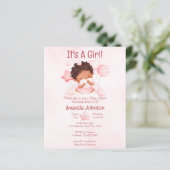 Baby Girl rosa Cloud Budget Baby Dusche Einladung (Stehend Vorderseite)