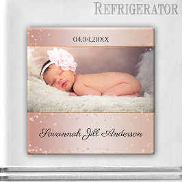 Baby Girl Rose Gold Sparkling Foto Magnet