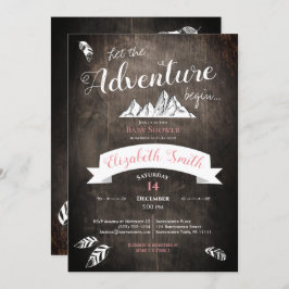 Baby girl Rustic adventure babyshower Einladung
