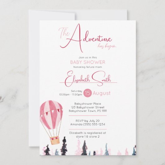 Baby Girl Rustikales Abenteuer Babydusche Einladung (Vorderseite)