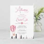 Baby Girl Rustikales Abenteuer Babydusche Einladung (Stehend Vorderseite)