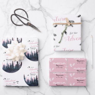 Baby Girl Rustikales Abenteuer Babydusche Geschenkpapier Set