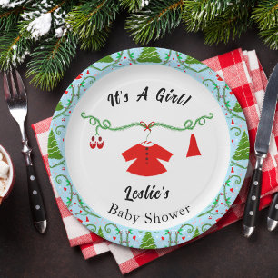 Baby Girl Santa Outfit Baby Shower Pappteller