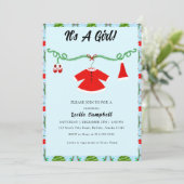 Baby Girl Santa Outfit Babydusche Einladung (Stehend Vorderseite)