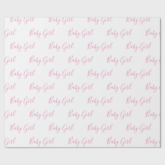 Baby Girl Script Pink Duschwrapping Paper Geschenkpapier (Flach)