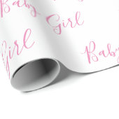 Baby Girl Script Pink Duschwrapping Paper Geschenkpapier (Rolleneckpunkt)