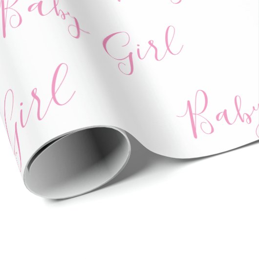 Baby Girl Script Pink Duschwrapping Paper Geschenkpapier (Rolleneckpunkt)