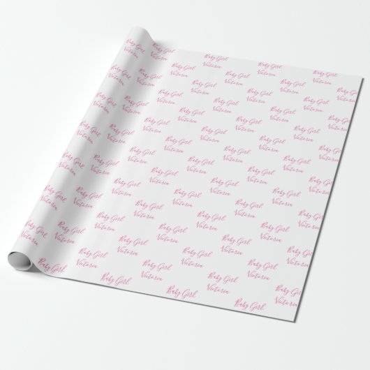 Baby Girl Script Pink Personalisierter Name Geschenkpapier (Ungerollt)