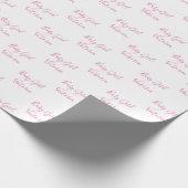 Baby Girl Script Pink Personalisierter Name Geschenkpapier (Ecke)