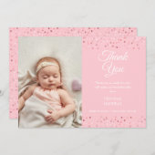 Baby Girl Script Vielen Dank Liebe Herz Foto Birth Ankündigung (Vorne/Hinten)