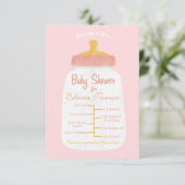 Baby Girl Shower Baby Flasche Einladung (Stehend Vorderseite)