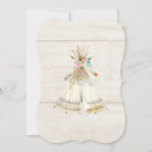 Baby Girl Shower BOHO Teepee Arrow Barn Wood Board Einladung (Rückseite)