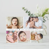 Baby Girl Shower Collage Einfach Dankeskarte (Stehend Vorderseite)