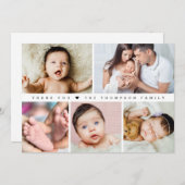 Baby Girl Shower Collage Einfach Dankeskarte (Vorne/Hinten)