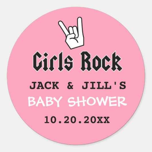 BABY GIRL SHOWER CONCERT TICKET EINLADUNG RUNDER AUFKLEBER (Vorderseite)