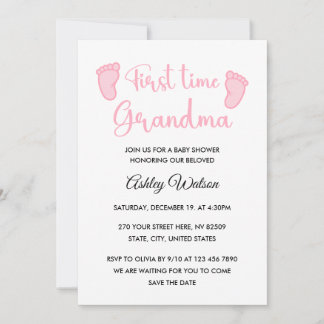 Baby Girl Shower First Time Grandma Einladung